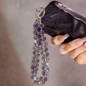 ✨Crystal Beaded Phone Wrist Strap/Keychain in Purple Twilight✨
